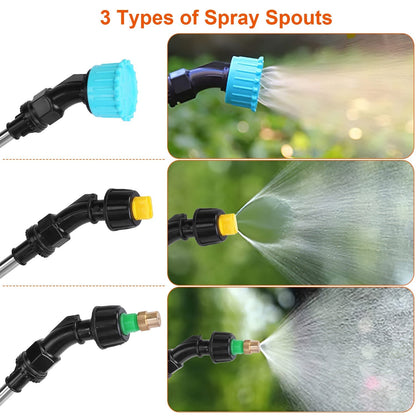5L/1.3Gallon Electric Plant Sprayer Telescopic Rechargeable Garden Sprayer Automatic Handheld Sprayer with 3 Spray Spouts Shoulder Strap for Cleaning