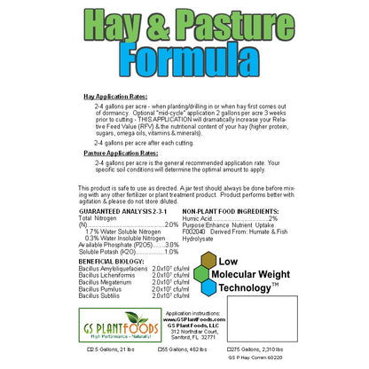 Hay & Pasture Formula - Organic Pasture Fertilizer with Humic Acid & Fulvic Acid